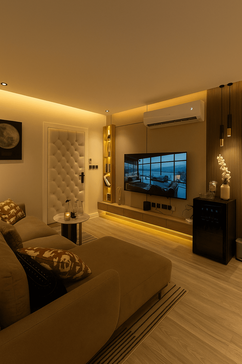 شقة غرفة نوم وصالة بتصميم عصري